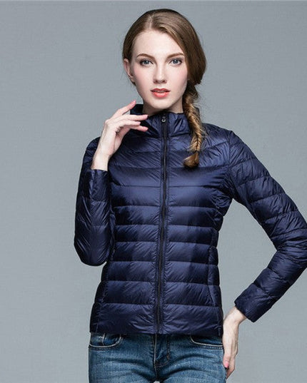 Women's Stand Collar Quilted Zip-Up Jacket