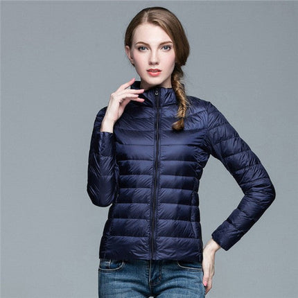 Women's Stand Collar Quilted Zip-Up Jacket