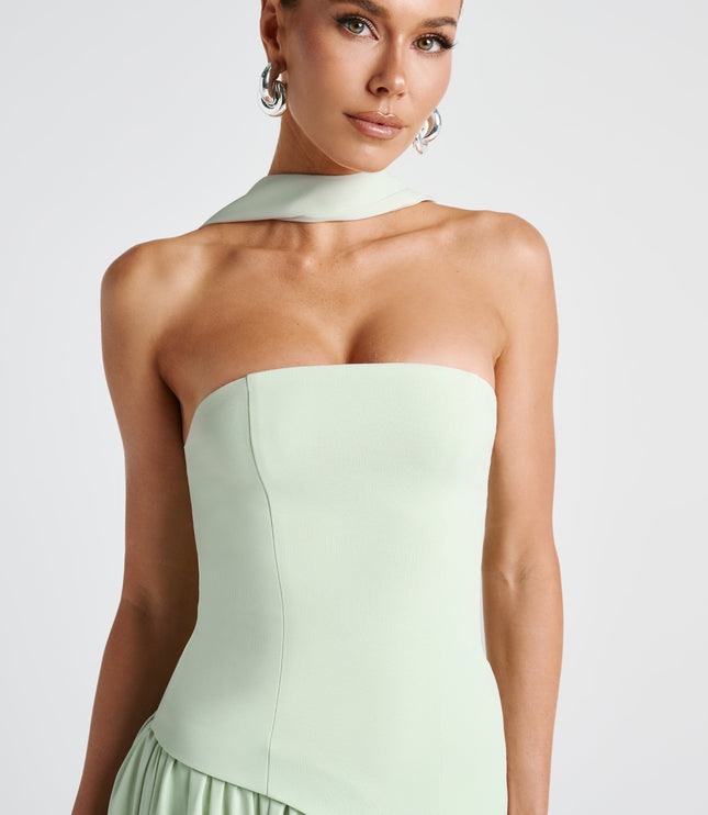 Women's Strapless Asymmetric High Slit Maxi Dress