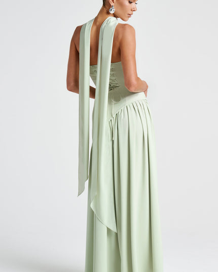 Women's Strapless Asymmetric High Slit Maxi Dress