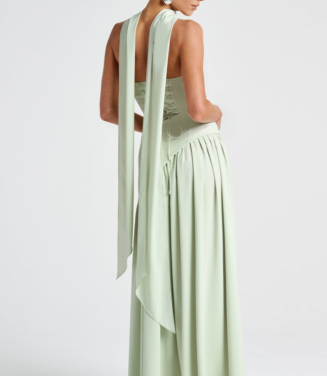 Women's Strapless Asymmetric High Slit Maxi Dress