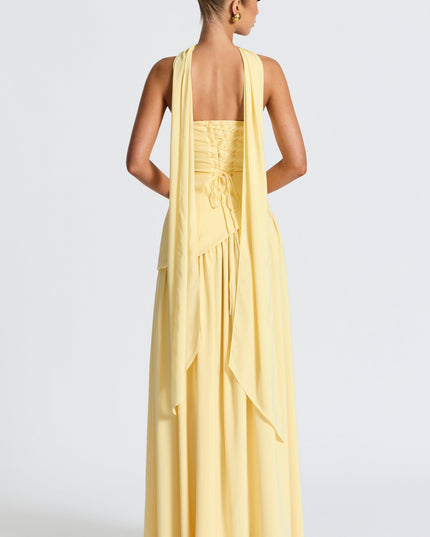 Women's Strapless Asymmetric High Slit Maxi Dress