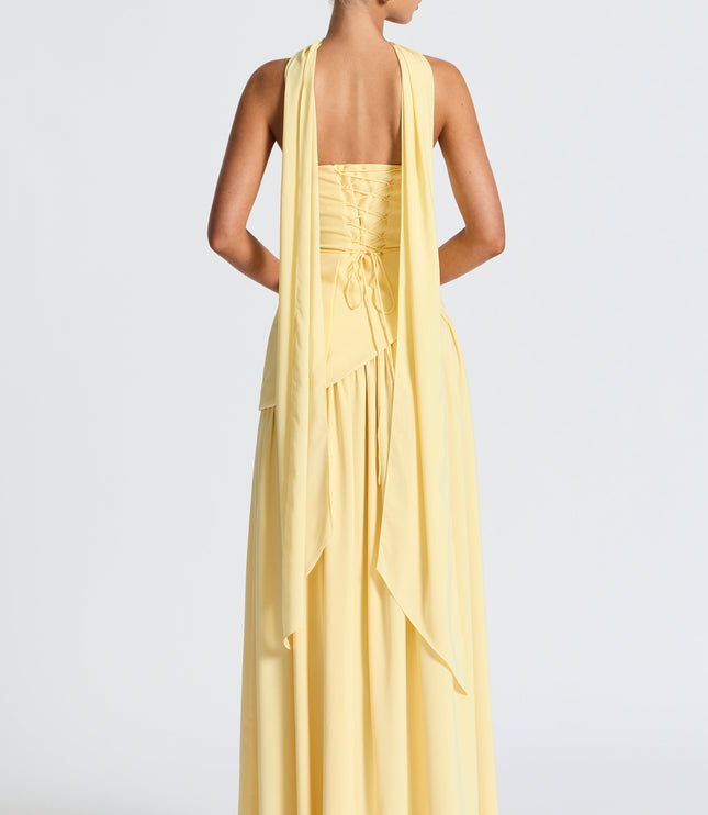 Women's Strapless Asymmetric High Slit Maxi Dress