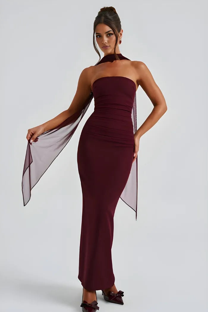 Women Strapless Ruched Maxi Bodycon Dress - product image 6
