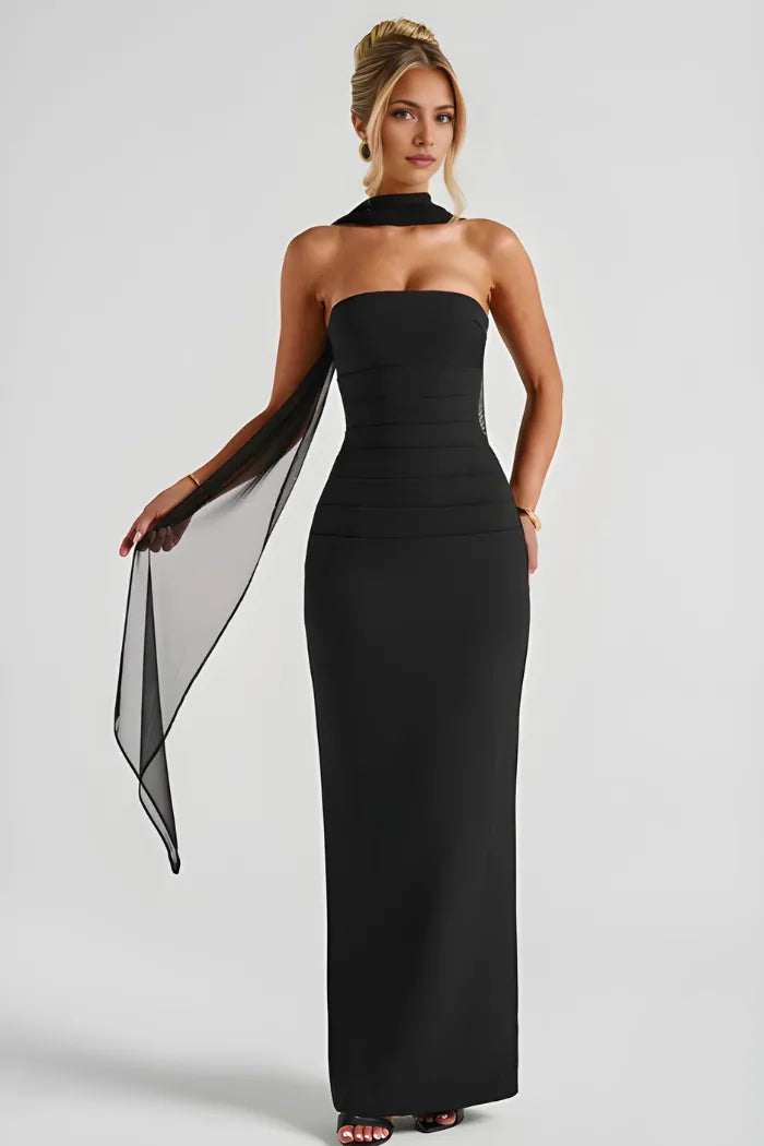 Women Strapless Ruched Maxi Bodycon Dress - product image 1