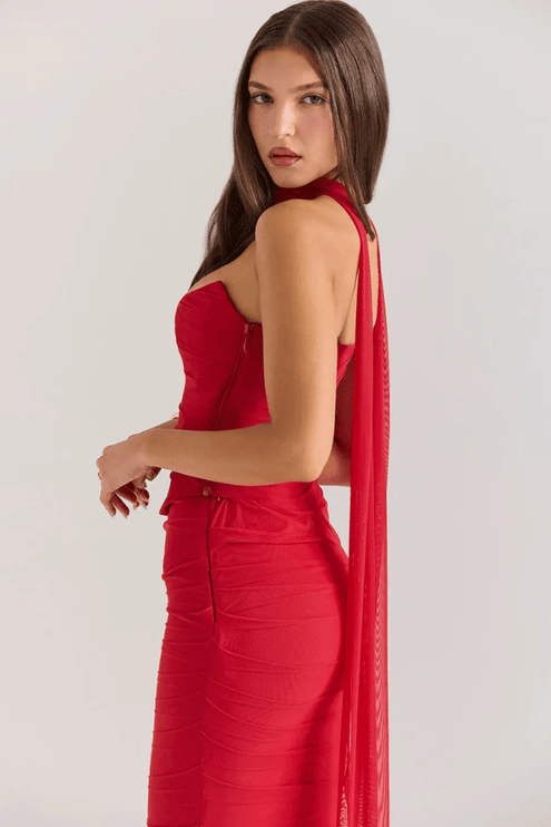 Women's Cocktail Strapless Mesh Back Tie Maxi Dress - product image 10