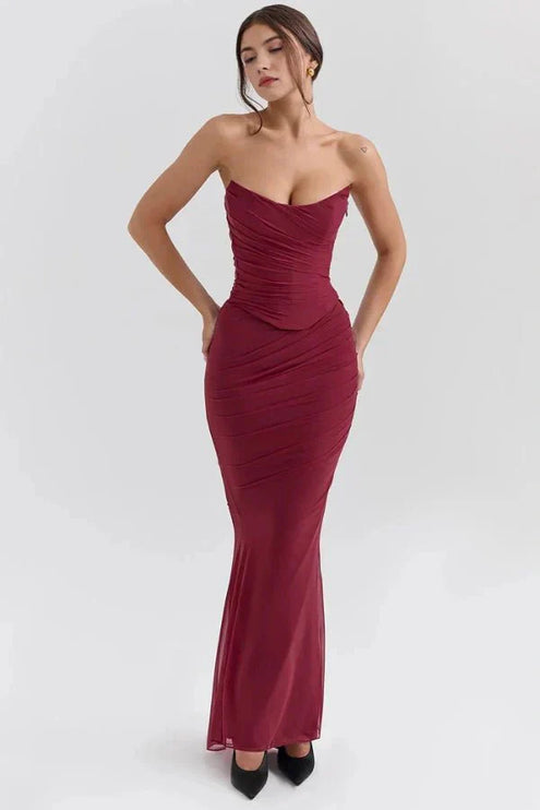 Women's Cocktail Strapless Mesh Back Tie Maxi Dress - product image 13
