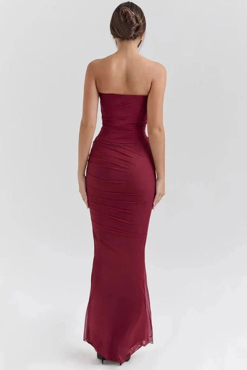 Women's Cocktail Strapless Mesh Back Tie Maxi Dress - product image 14