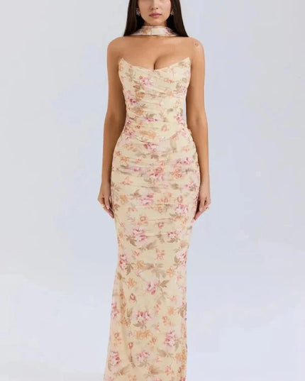 Women's Cocktail Strapless Mesh Back Tie Maxi Dress - product image 15
