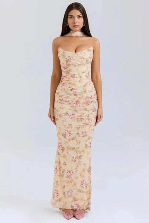 Women's Cocktail Strapless Mesh Back Tie Maxi Dress - product image 15