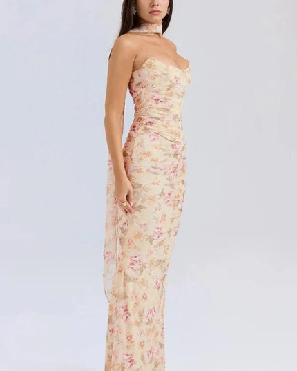 Women's Cocktail Strapless Mesh Back Tie Maxi Dress - product image 16