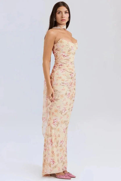 Women's Cocktail Strapless Mesh Back Tie Maxi Dress - product image 16