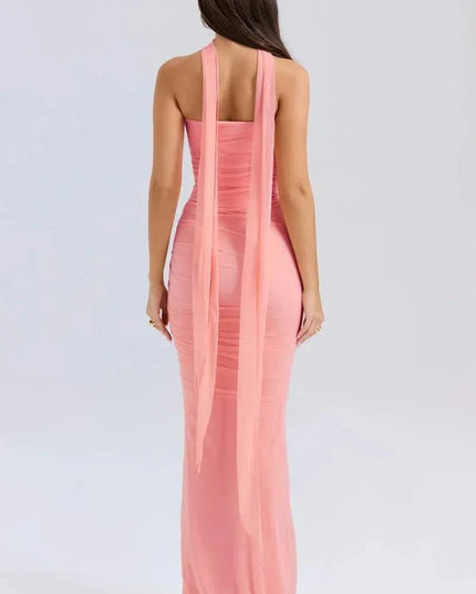 Women's Cocktail Strapless Mesh Back Tie Maxi Dress - product image 19