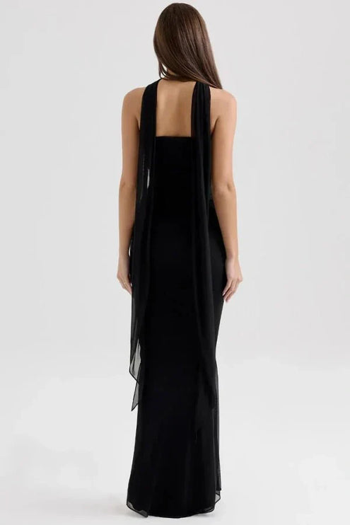 Women's Cocktail Strapless Mesh Back Tie Maxi Dress - product image 2