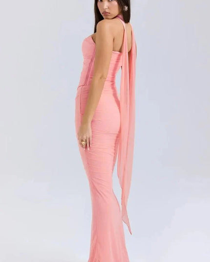 Women's Cocktail Strapless Mesh Back Tie Maxi Dress - product image 20