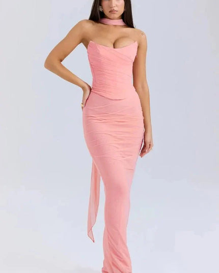 Women's Cocktail Strapless Mesh Back Tie Maxi Dress - product image 22