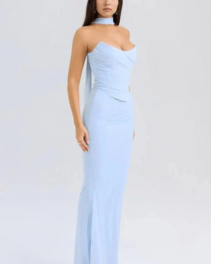 Women's Cocktail Strapless Mesh Back Tie Maxi Dress - product image 6
