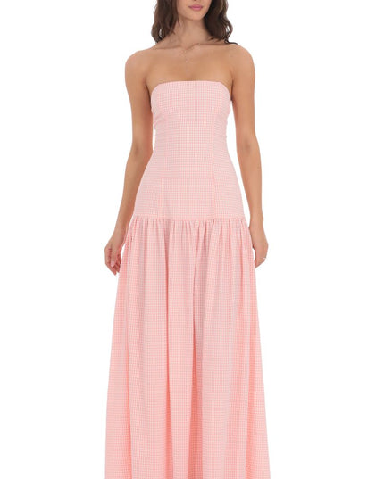 Women's Strapless Ruched Sleeveless Cocktail Maxi Dress
