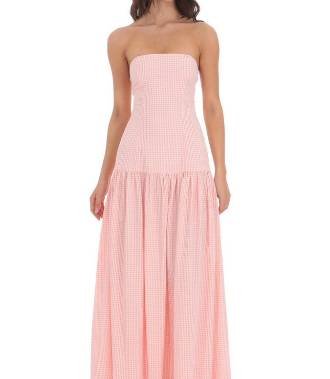 Women's Strapless Ruched Sleeveless Cocktail Maxi Dress