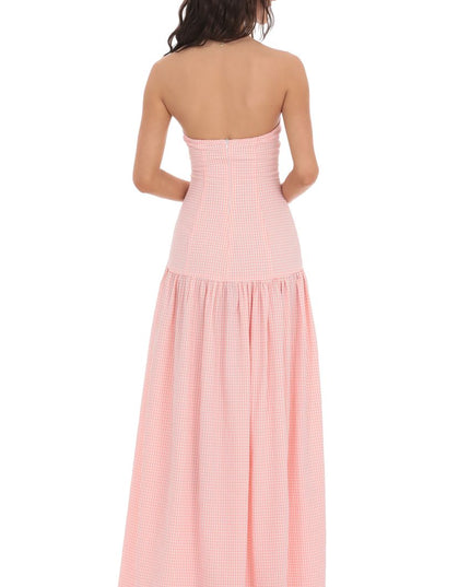 Women's Strapless Ruched Sleeveless Cocktail Maxi Dress