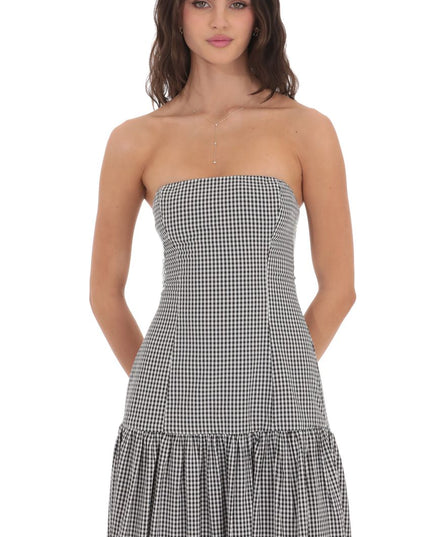 Women's Strapless Ruched Sleeveless Cocktail Maxi Dress