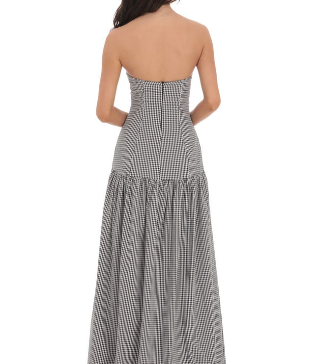 Women's Strapless Ruched Sleeveless Cocktail Maxi Dress