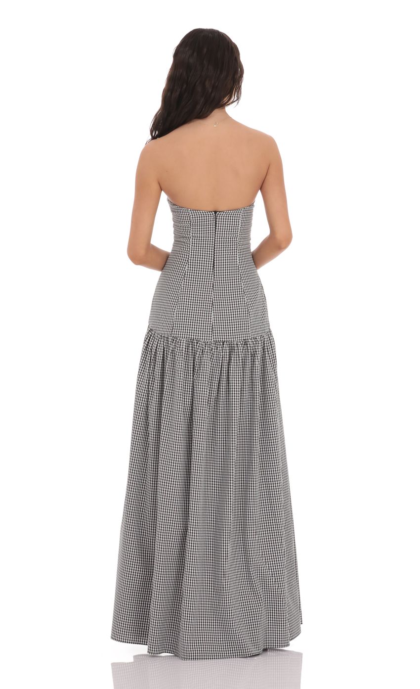 Women's Strapless Ruched Sleeveless Cocktail Maxi Dress