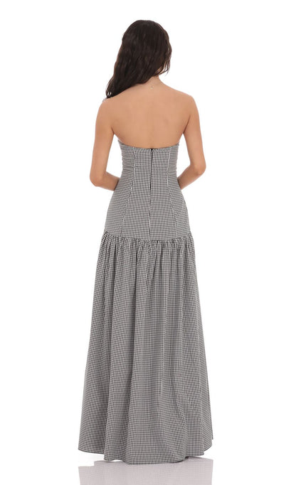 Women's Strapless Ruched Sleeveless Cocktail Maxi Dress