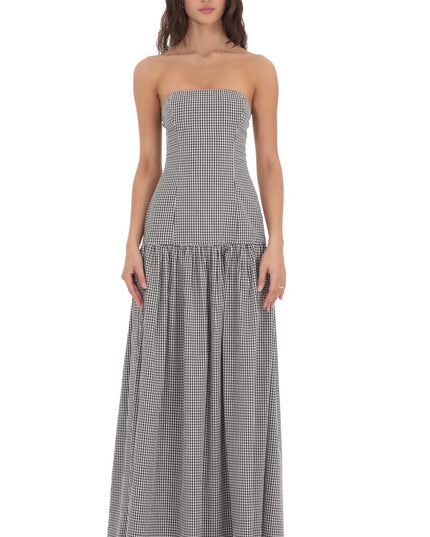 Women's Strapless Ruched Sleeveless Cocktail Maxi Dress