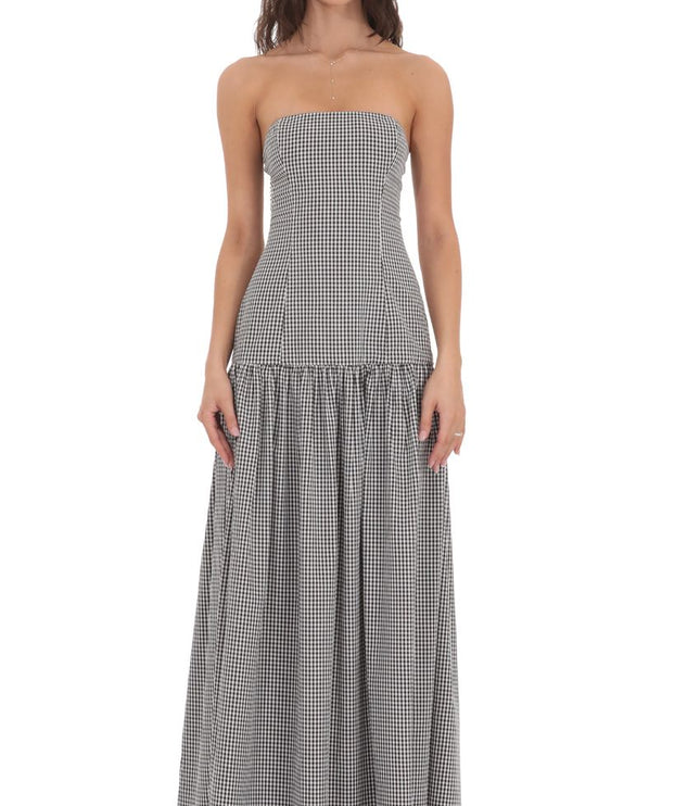 Women's Strapless Ruched Sleeveless Cocktail Maxi Dress