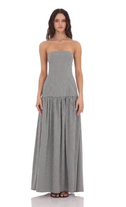 Women's Strapless Ruched Sleeveless Cocktail Maxi Dress