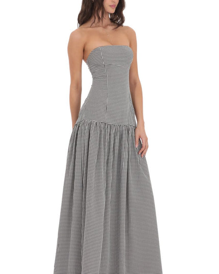Women's Strapless Ruched Sleeveless Cocktail Maxi Dress