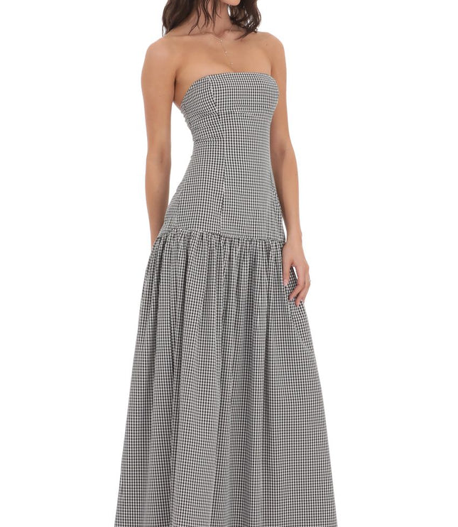 Women's Strapless Ruched Sleeveless Cocktail Maxi Dress