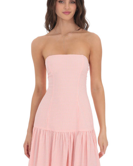 Women's Strapless Ruched Sleeveless Cocktail Maxi Dress