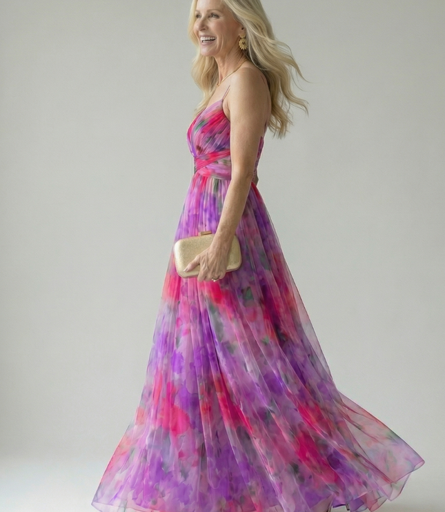 Women's Strappy Wrap Front Sleeveless Maxi Sundress
