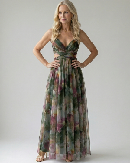 Women's Strappy Wrap Front Sleeveless Maxi Sundress