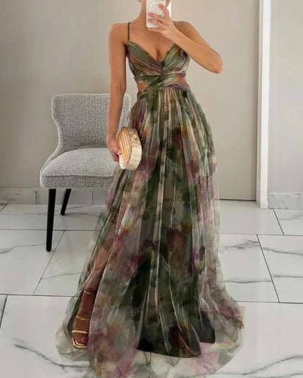 Women's Strappy Wrap Front Sleeveless Maxi Sundress