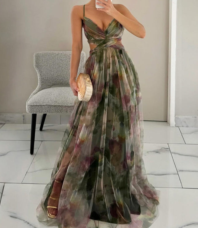 Women's Strappy Wrap Front Sleeveless Maxi Sundress