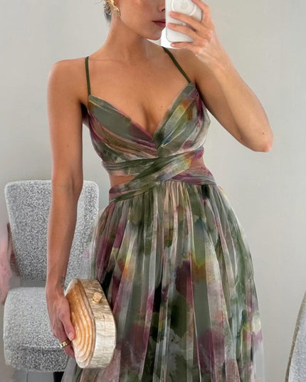 Women's Strappy Wrap Front Sleeveless Maxi Sundress