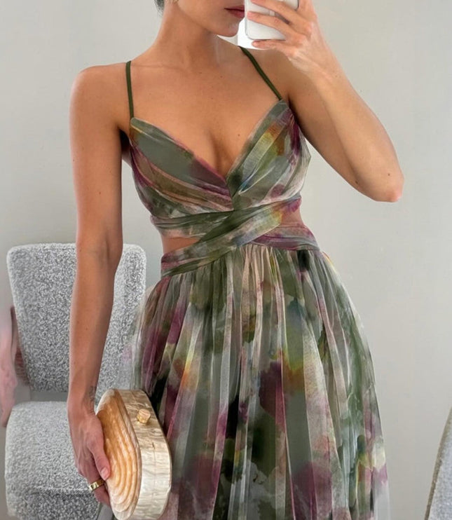Women's Strappy Wrap Front Sleeveless Maxi Sundress