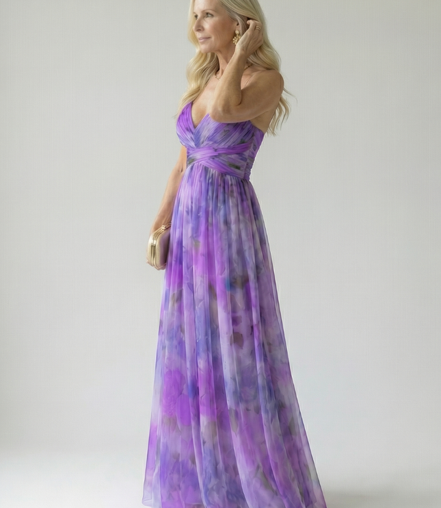 Women's Strappy Wrap Front Sleeveless Maxi Sundress
