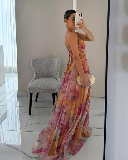 Women's Strappy Wrap Front Sleeveless Maxi Sundress