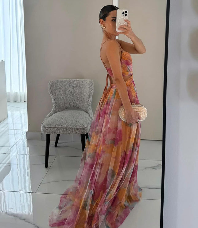 Women's Strappy Wrap Front Sleeveless Maxi Sundress