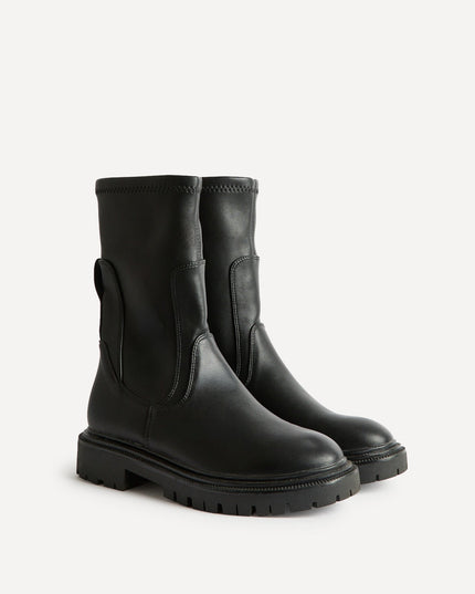 Women's Stretch Faux Leather Sock Boots