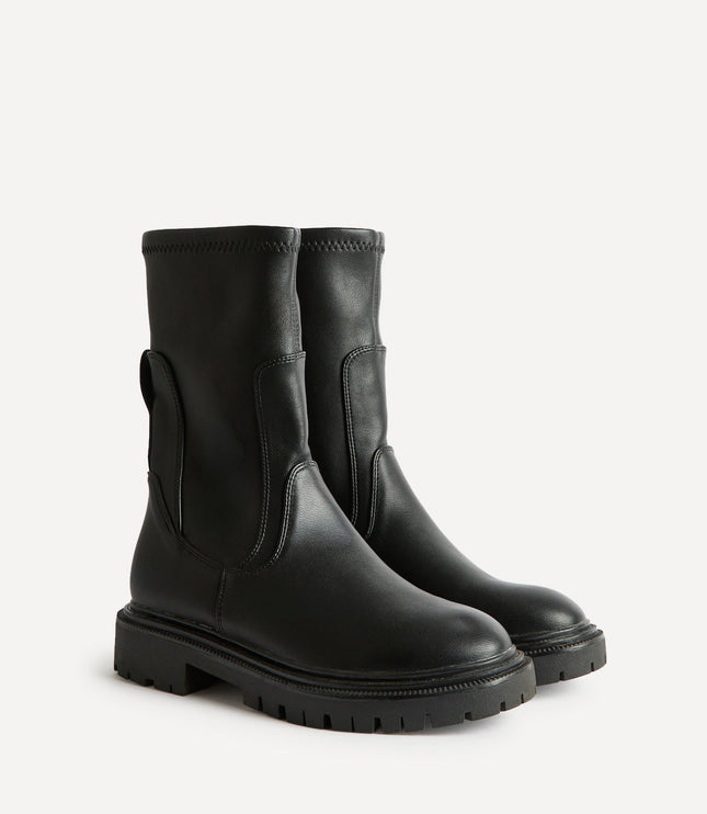 Women's Stretch Faux Leather Sock Boots