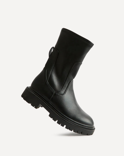 Women's Stretch Faux Leather Sock Boots