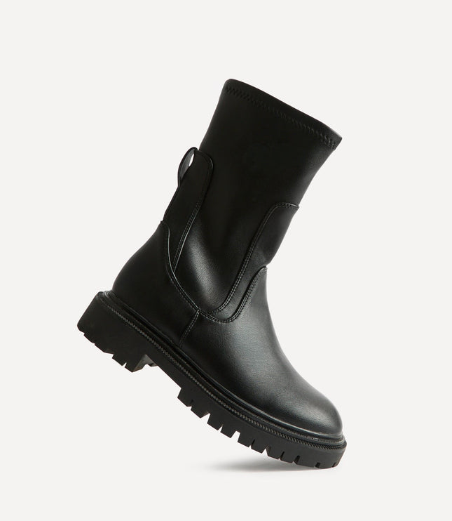 Women's Stretch Faux Leather Sock Boots
