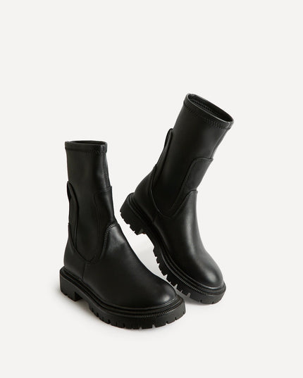Women's Stretch Faux Leather Sock Boots