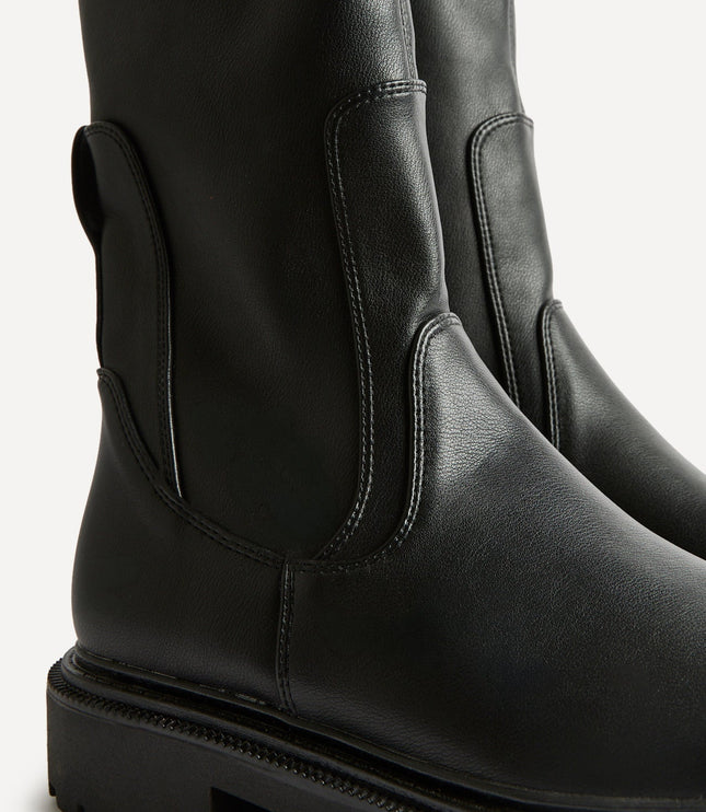 Women's Stretch Faux Leather Sock Boots