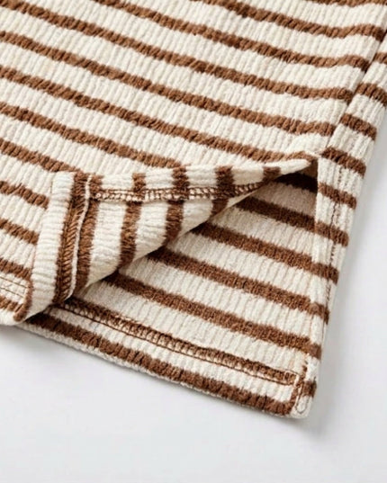 Women's Striped Relaxed Fit Short Sleeve Knit Top